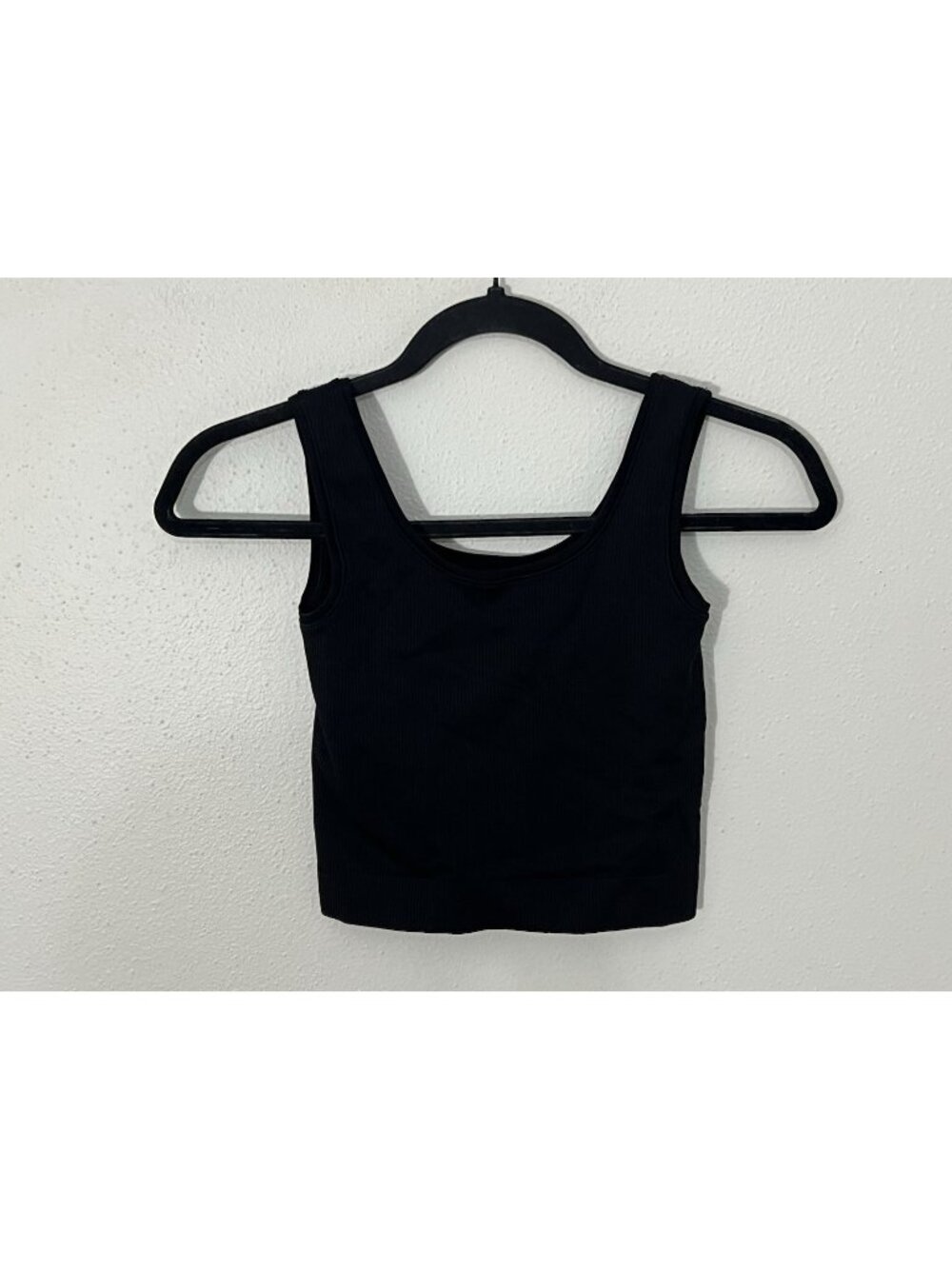 Athleta Black Seamless Ribbed Cropped Tank Top Size Small